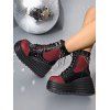 Lace Up Side Zipper Colorblock Rivet Gothic Boots Thick Platform Chain Embellishment Martin Boots - Noir EU 43