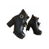 Solid Color Lace Panel Lace Up Buckle Strap Boots Chunky Heel Back Zipper Martin Boots - Noir EU 43