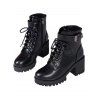 Lace Up Side Zipper Solid Color Boots Chunky Heel Buckle Strap Martin Boots - Noir EU 42