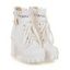 Solid Color Lace Panel Lace Up Buckle Strap Boots Chunky Heel Back Zipper Martin Boots - Blanc EU 38