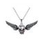 Collier gothique avec pierres artificielles et ailes de crâne, style punk, pour Halloween - Argent 