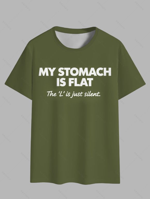 T-shirt décontracté à manches courtes et col rond pour homme avec slogan humoristique imprimé - Vert profond S