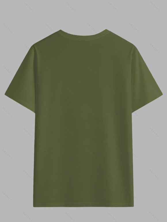 T-shirt décontracté à manches courtes et col rond pour homme avec slogan humoristique imprimé - Vert profond S