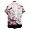 Vacation Couple Outfit Ink Painting Peach Blossom Bird Mountain Pattern Ruched Bust Belt Dress and Button Up Shirt Matching Outfit - BLACK S | US 4