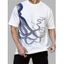 T-shirt de vacances à manches courtes et col rond pour homme, motif pieuvre, décontracté - Blanc M