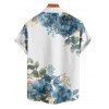 Vacation Couple Outfit Asymmetrical Floral Leaf Pattern Ruched Bust Belt Sweetheart Neck A Line Mini Dress and Button Up Shirt Casual Matching Outfit - Bleu gris S | US 4