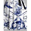 Robe de vacances à ceinture croisée, motif floral, éléments de navigation colorblock, têtes de mort, robe gothique trapèze - Bleu profond M | US 6