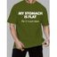 T-shirt décontracté à manches courtes et col rond pour homme avec slogan humoristique imprimé - Vert profond 2XL