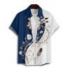 Vacation Couple Outfit Contrast Color Flower Feather Pattern Ruched Bust Sweetheart Neck A Line Mini Dress and Button Up Shirt Casual Matching Outfit - Bleu profond S | US 4