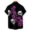 Gothic Couple Outfit Floral Skulls Pattern Spaghetti Strap A Line Long Tank Dress and Button Up Shirt Holiday Matching Outfit - Noir S | US 4