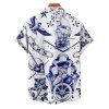 Vacation Couple Outfit Colorblock Navigation Elements Skulls Floral Pattern Crossover A Line Belt Dress and Button Up Shirt Gothic Matching Outfit - Bleu profond S | US 4