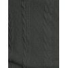 Pull à capuche à carreaux en tricot torsadé pour femme, col châle froncé à boutons factices - Gris XXL