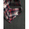 Pull à capuche à carreaux en tricot torsadé pour femme, col châle froncé à boutons factices - Gris XXL