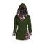 Pull à capuche à carreaux en tricot torsadé pour femme, col châle froncé à boutons factices - Vert profond S