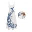 Robe de vacances à motif floral et feuilles d'oiseaux, bretelles spaghetti, coupe trapèze, longue et décontractée - Blanc XL | US 12
