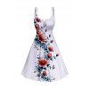 Robe de vacances à lacets et motif de feuilles fleuries, bretelles à anneau en O, taille empire, robe trapèze décontractée - Blanc M | US 6