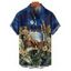 Chemise de plage à manches courtes et boutons pour homme, motif floral et feuilles, idéale pour les vacances - Bleu profond 3XL