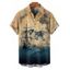 Chemise de vacances pour homme, motif ancre de bateau océanique, motif oiseau, boutonnée, retroussée, manches courtes, style vintage - café lumière 4XL
