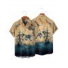Chemise de vacances pour homme, motif ancre de bateau océanique, motif oiseau, boutonnée, retroussée, manches courtes, style vintage - café lumière 4XL
