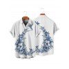Chemise de vacances à manches courtes et boutons pour homme, motif floral et feuilles, décontractée - Blanc M