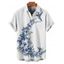 Chemise de vacances à manches courtes et boutons pour homme, motif floral et feuilles, décontractée - Blanc M