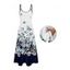 Robe de vacances décontractée à motif floral et feuilles ombré avec poches et bretelles spaghetti - Bleu de Minuit L | US 8-10
