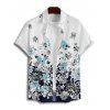 Chemise de vacances à motif floral et feuilles ombré pour homme, boutonnée, retroussée, manches courtes, décontractée - Bleu de Minuit 5XL