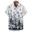 Chemise de vacances à motif floral et feuilles ombré pour homme, boutonnée, retroussée, manches courtes, décontractée - Bleu de Minuit 5XL