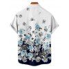 Chemise de vacances à motif floral et feuilles ombré pour homme, boutonnée, retroussée, manches courtes, décontractée - Bleu de Minuit 5XL