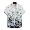 Vacation Couple Outfit Ombre Floral Leaf Pattern Pocket Spaghetti Strap A Line Long Tank Dress and Button Up Shirt Casual Matching Outfit - Bleu de Minuit S | US 4