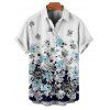 Vacation Couple Outfit Ombre Floral Leaf Pattern Pocket Spaghetti Strap A Line Long Tank Dress and Button Up Shirt Casual Matching Outfit - Bleu de Minuit S | US 4