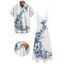Vacation Couple Outfit Bird Floral Leaf Pattern Spaghetti Strap A Line Long Tank Dress and Button Up Shirt Casual Matching Outfit - Blanc S | US 4