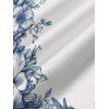 Vacation Couple Outfit Bird Floral Leaf Pattern Spaghetti Strap A Line Long Tank Dress and Button Up Shirt Casual Matching Outfit - Blanc S | US 4