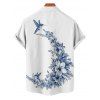 Vacation Couple Outfit Bird Floral Leaf Pattern Spaghetti Strap A Line Long Tank Dress and Button Up Shirt Casual Matching Outfit - Blanc S | US 4