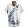 Vacation Couple Outfit Bird Floral Leaf Pattern Spaghetti Strap A Line Long Tank Dress and Button Up Shirt Casual Matching Outfit - Blanc S | US 4