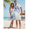 Robe Trapèze à Col en V à Taille Haute et à Bretelles Spaghetti avec Imprimé Pieuvre - Blanc S | US 4