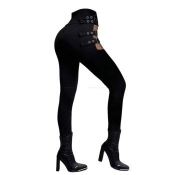 Women Gothic Outfit Rose Skulls Spider Web Leaf Pattern Butterfly Lace Ruched Long Tank Top and Hollow Out Square Buckle Strap Skinny Pants Holiday Matching Outfit