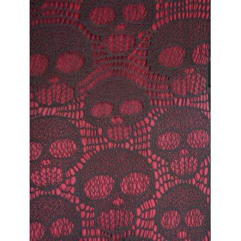 Colorblock Skulls Lace Half Zipper Lace Up Gothic Dress O Ring Sleeveless A Line Holiday Dress