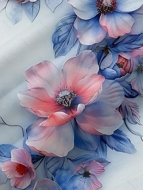 Wedding Couple Outfit Watercolor Flower Leaf Print Pocket Spaghetti Strap A Line Long Tank Dress and Button Up Shirt Vacation Matching Outfit - Bleu clair S | US 4