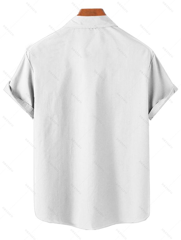 Chemise de vacances à motif floral tournesol pour homme, boutonnée, retroussée, manches courtes, décontractée - Blanc 4XL