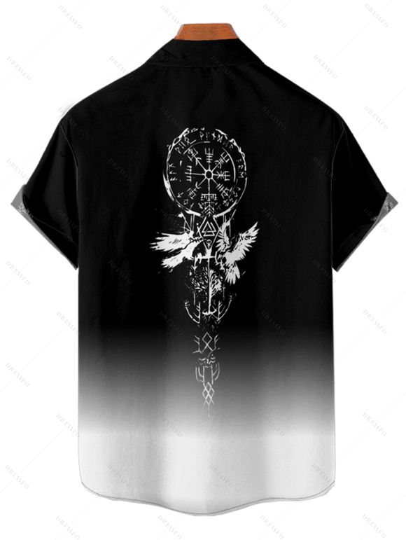 Vacation Couple Outfit Ombre Clock Printed Spaghetti Strap V Neck A Line Mini Tank Dress and Button Up Shirt Casual Matching Outfit - Noir S | US 4