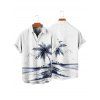 Vacation Couple Outfit Coconut Tree Beach Landscape Pattern Belt Dress and Button Up Shirt Beach Matching Outfit - Blanc S | US 4