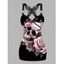 Débardeur gothique froncé en dentelle avec motif de feuilles et de toile d'araignée, motif papillon, surplis, bretelles à anneau en O, haut long pour les vacances - Noir XXL | US 14