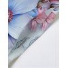 Robe de mariée à imprimé floral et feuilles, style aquarelle, avec poches, bretelles spaghetti, coupe trapèze, longue et décontractée - Bleu clair XXL | US 14
