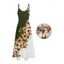 Robe de vacances à motif de feuilles de fleurs et de couleurs contrastées, bretelles spaghetti, coupe trapèze, longue et décontractée - Vert profond XXL | US 14