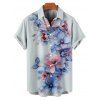 Wedding Couple Outfit Watercolor Flower Leaf Print Pocket Spaghetti Strap A Line Long Tank Dress and Button Up Shirt Vacation Matching Outfit - Bleu clair S | US 4