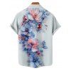 Wedding Couple Outfit Watercolor Flower Leaf Print Pocket Spaghetti Strap A Line Long Tank Dress and Button Up Shirt Vacation Matching Outfit - Bleu clair S | US 4