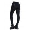 Women Gothic Outfit Rose Leaf Butterfly Blood Pattern Lace Ruched Long Tank Top and Hollow Out Grommet Chain Embellishment Pants Holiday Matching Outfit - Noir S | US 4