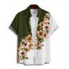 Vacation Couple Outfit Flower Leaf Pattern Contrast Color Spaghetti Strap A Line Long Tank Dress and Button Up Shirt Casual Matching Outfit - Vert profond S | US 4