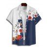 Chemise de vacances à manches courtes et boutons pour homme, motif floral et branches d'arbres, couleur unie, décontractée - Bleu profond 4XL
